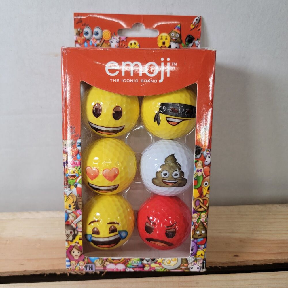 Set of 6 Emoji Golf Balls New In Box